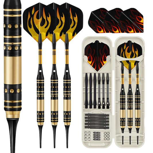 HUANQU Soft Tip Darts Set – 3 Pack Professional Darts Plastic Tip | Includes Extra Darts Tips/Flights/Shafts &Darts Case Accessories，Soft Tip Darts for Electronic Dart Board for Adults Darts