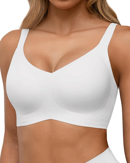 HORISUN Full Coverage Bras for Women with Support and Lift Comfortable Seamless Bra (White X-Large)