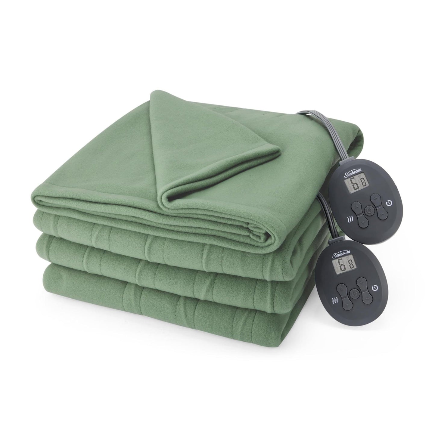 Sunbeam Royal Ultra Fleece Heated Electric Blanket King Size, 90" x 100", 12 Heat Settings, 12-Hour Auto Shut-Off, Machine Washable, Pebble Beige