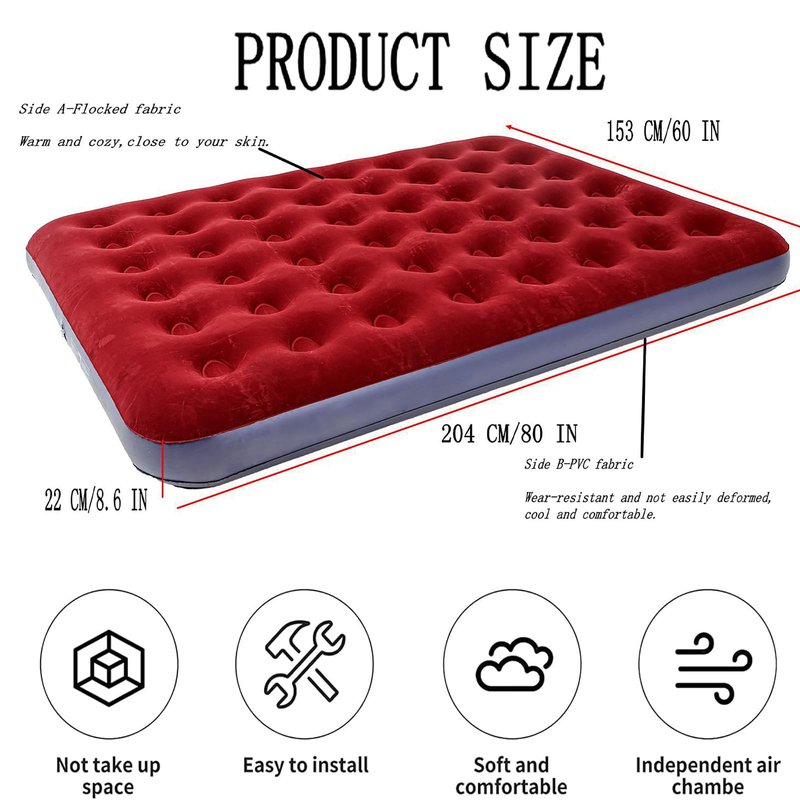 Onirii Queen Size Double Camping Air Mattress Bed with Air Pump