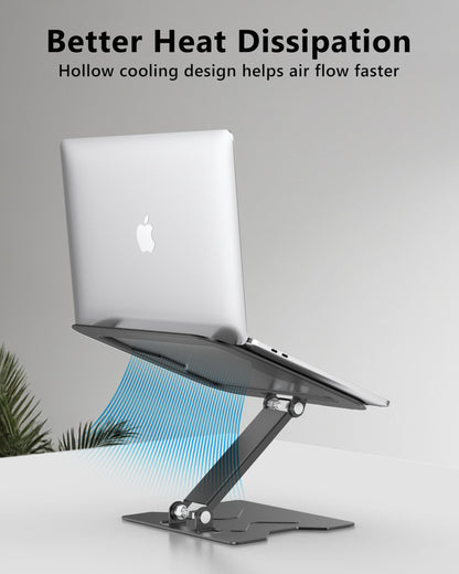 JCZT Laptop Stand for Desk, Adjustable Laptop Riser Holder Mount, Notebook Holder Office Desk Accessories for MacBook Air, Pro, Dell, HP, Lenovo More, All 10-16'' Notebooks Laptops (Matte Black)