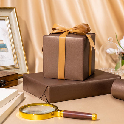 RUSPEPA Chocolate Brown Matte Wrapping Paper - Solid Color Pearly - luster Paper Perfect for Wedding, Birthday, Christmas, Baby Shower -17 Inches X 32.8 Feet