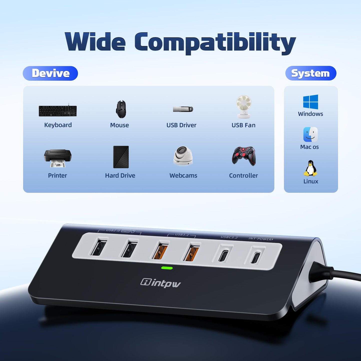 USB C Hub 10Gbps, 9-in-1 USB 3.2 Hub with 4K@60Hz HDMI, Type-C 3.2, 2 USB-A 3.2, 2 USB-A 2.0, PD 100W, SD/TF Slot, Aluminum USB Hub for Laptop, iPhone 16/15 Series, MacBook Air/Pro and More