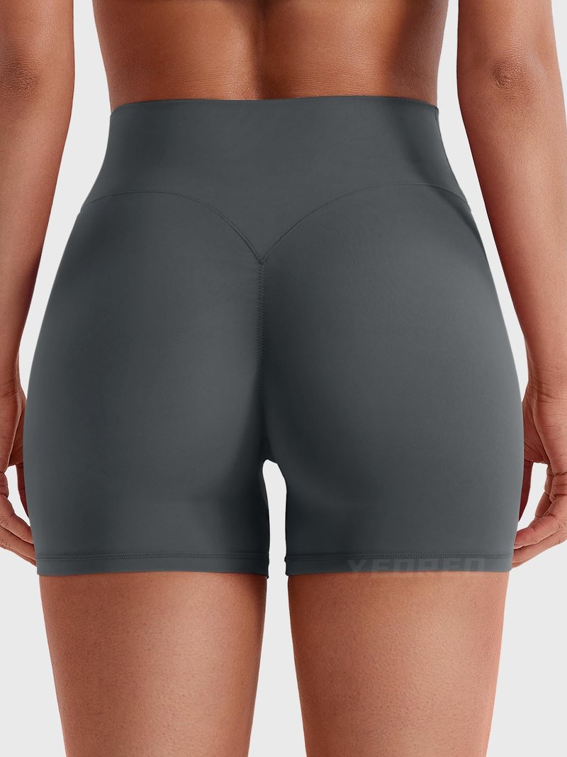 YEOREO SoftHue Women Workout Gym Shorts Impact 4.5" ScrunchHigh Waist Yoga Biker Shorts with Tummy Control Coal-M