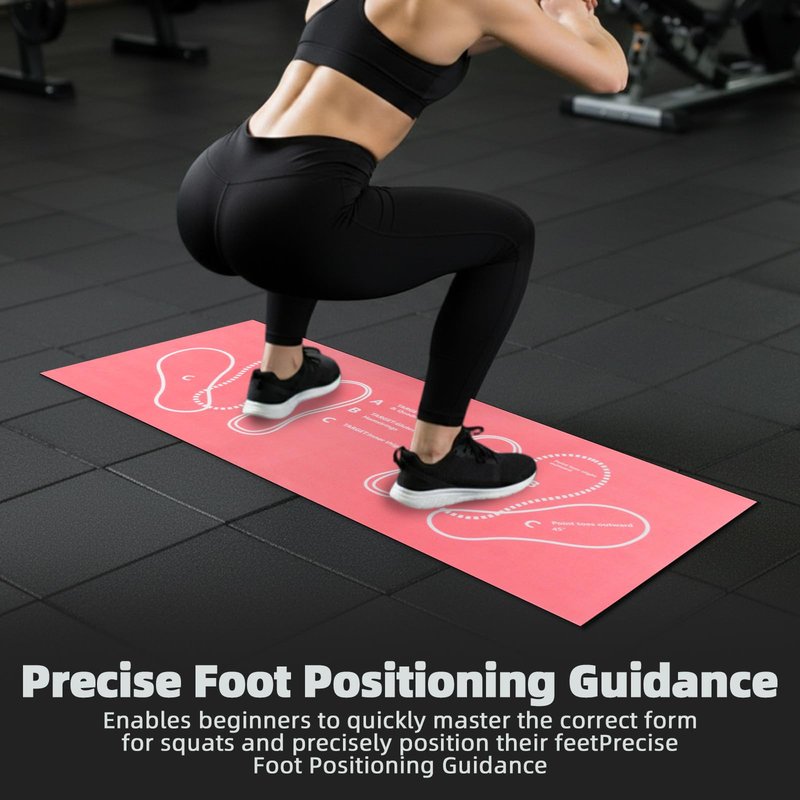 Workout Squat Pad with Foot Position, Non-Slip & Stabilizing Squat Mat, 31'' X 13.6'' Gym Pad for Squats, Leg Training and Lunges, Portable Mat is the Ideal for Fitness Enthusiasts (Pink)