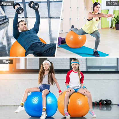 Gruper Yoga Ball, 55-75cm Extra Thick Exercise Ball for Workout Fitness Balance, Anti Burst Chair for Home and Office Desk,Includes Hand Pump & Workout Guide Access (Orange, 22 inch (55cm),M)