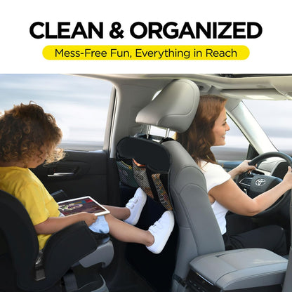 Lebogner Kick Mat Auto Seat Back Protectors + 3 Organizer Pockets, 2 Pack Waterproof Fabric Seat Cover For The Back Of Your Seat, X-Large Car Back Seat Protectors, Backseat Child Kick Guard Seat Saver