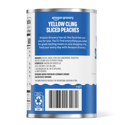 Amazon Grocery, Yellow Cling Sliced Peaches, 15 Oz (Previously Amazon Fresh, Packaging May Vary)