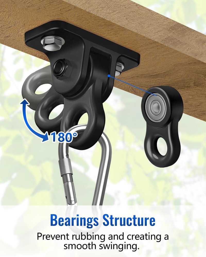 ITCPRIM Heavy Duty Swing Hangers Hardware Included-Corrosion Resistant Alloy Steel 5000+ lb Capacity for Wooden Porch Swings,Aerial Yoga Chairs,Playgrounds,Trapeze&More-Indoor Outdoor-Set of 4,Black