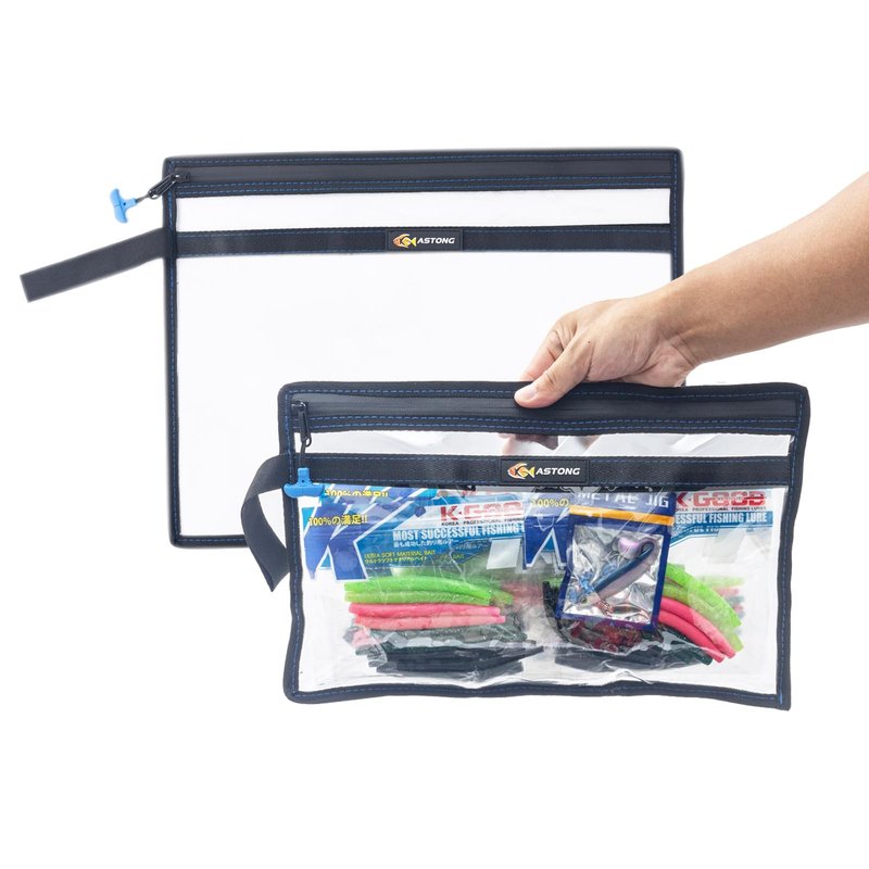 KASTONG 2 Layer Water-Proof Fishing Bait PVC Clear Storage Bag BaitShield Tackle Bag Storage for Bait Tackle Lures Soft Plastics and Fishing Gear Large Capacity 2 Size (MAS GIFT-PACKAGED 1M+1L)