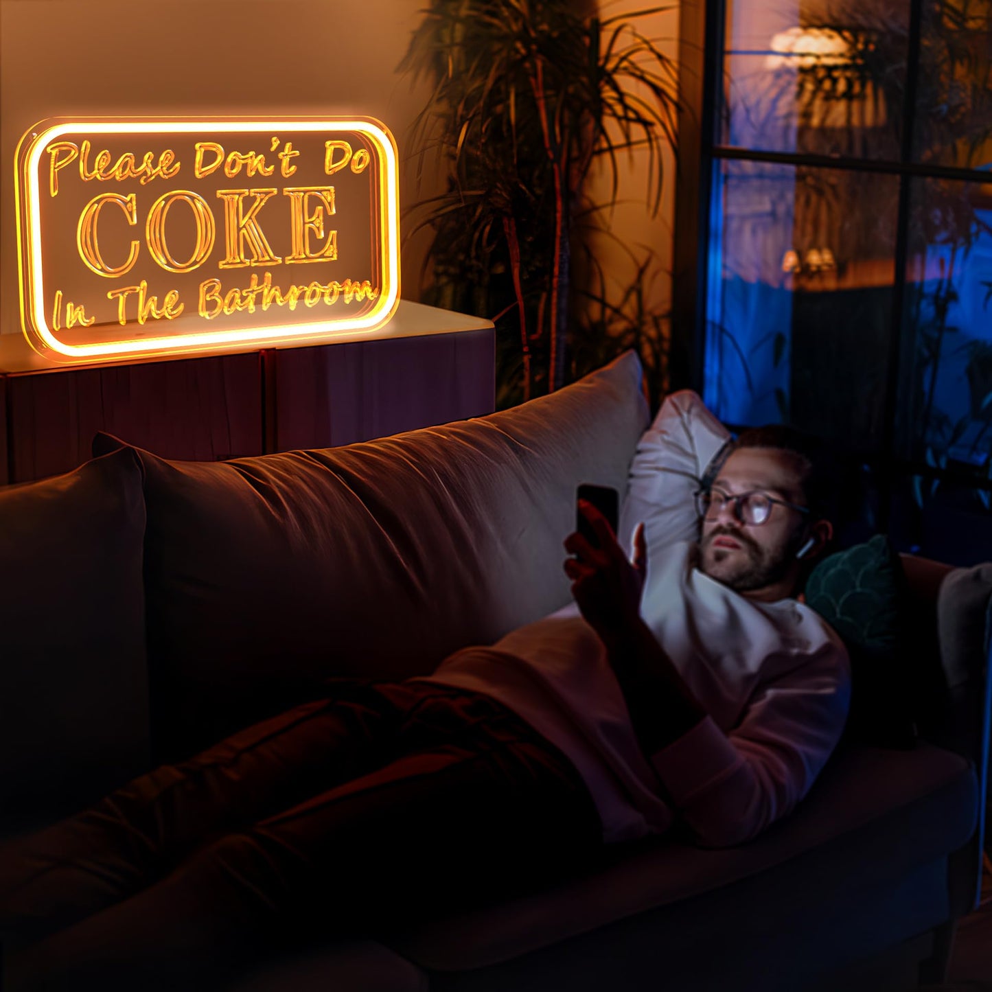 Please Don 't Do Coke in The Bathroom Neon Sign for Wall Decor, Neon Light Sign With Adjustable Brightness, Light Up Sign for Party Decor, Bathroom, Halloween Funny Neon Signs