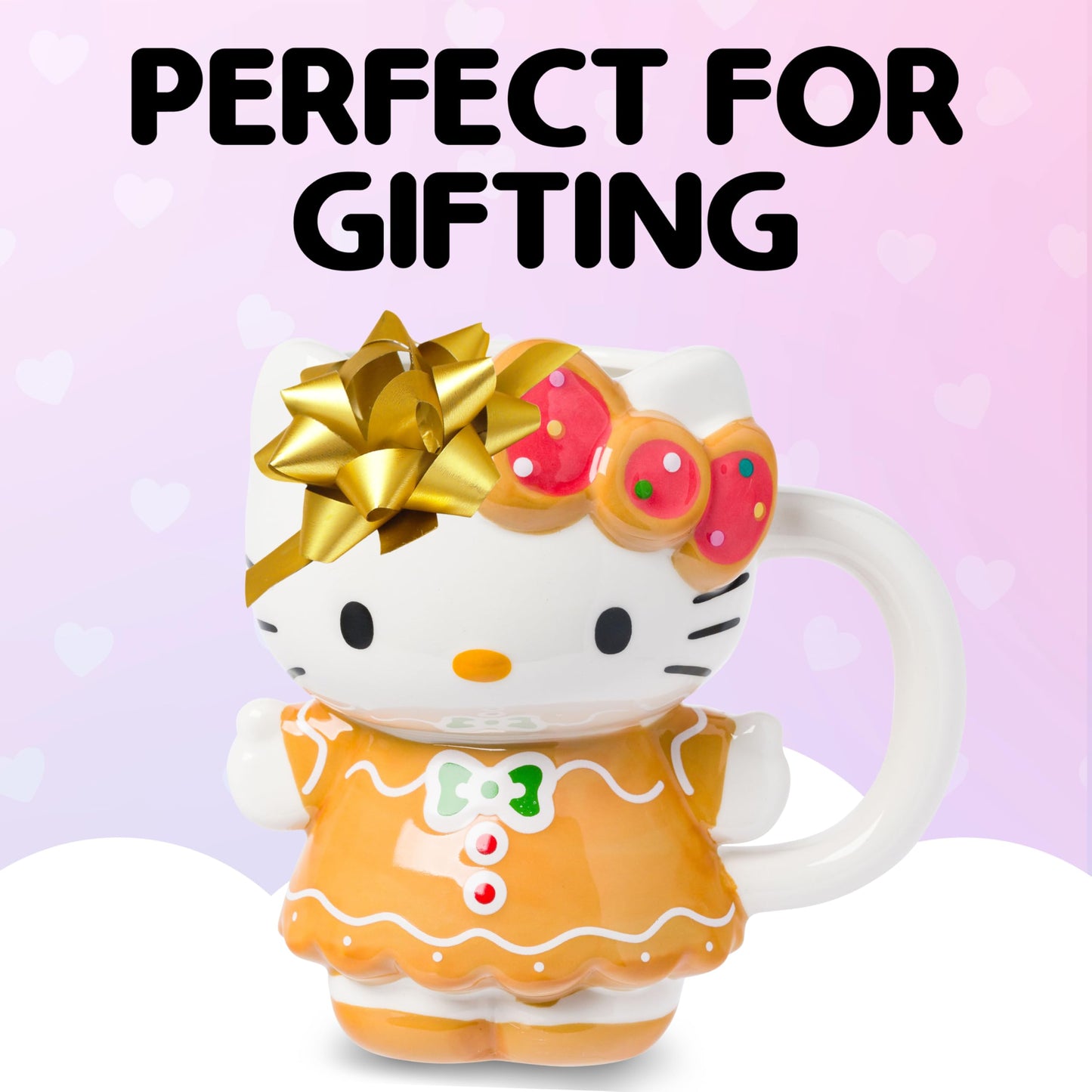 Silver Buffalo Sanrio Hello Kitty Gingerbread Dress 3D Sculpted Ceramic Mug, 20 Ounces