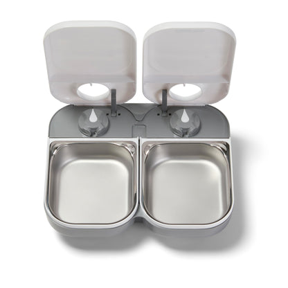 Closer Pets C200 2 Meal Timer-Controlled Automatic Pet Feeder - For Cats and Small Dogs, Wet or Dry Food, Stainless Steel Bowl Inserts and Ice Pack, up to 400 g Each, White