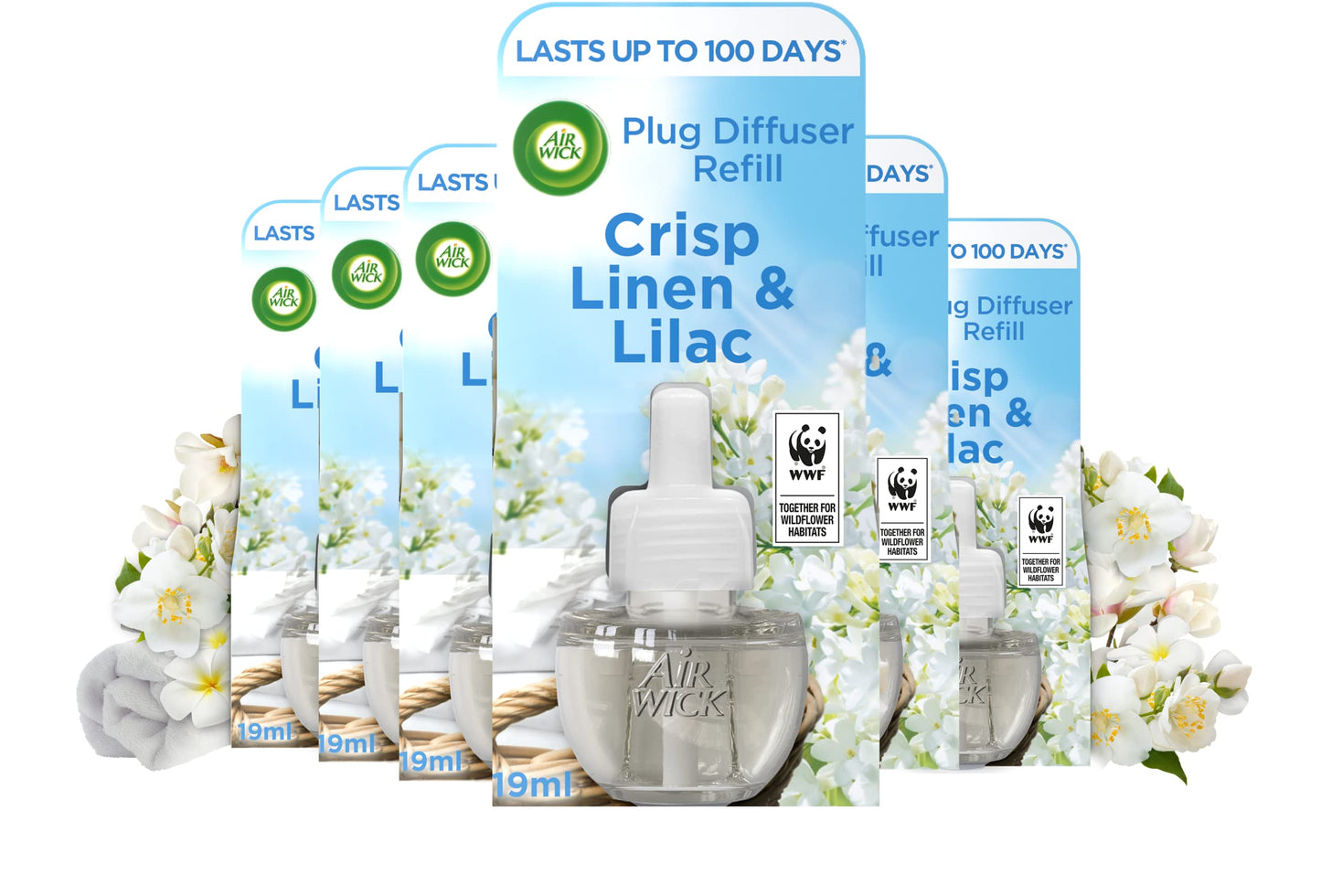 Air Wick |Crisp Linen & Lilac |Plug in Air Freshener Refill |19ml| Pack of 6