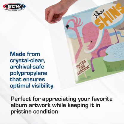 BCW 33 RPM Record Sleeves - 100 ct | Polypropylene Vinyl Record Outer Sleeves | 2 mil Thickness | Vinyl Record Album Protectors