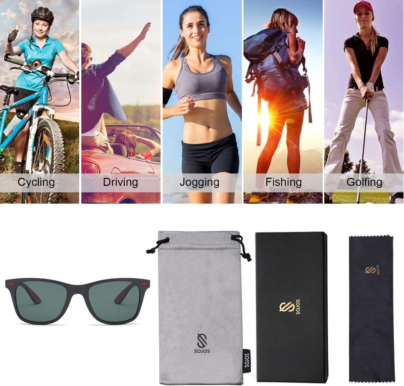 SOJOS Polarized Sports Sunglasses - Lightweight TR90 Design for Running, Cycling, Fishing, Golf | SJ2101