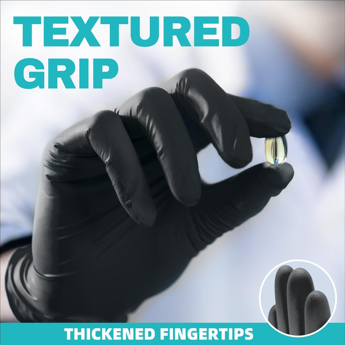 Beastek Black Nitrile Exam Gloves, 4.0 Mil, 100 Pcs Disposable Gloves Powder-Free Latex-Free for Medical, Cooking, Food-Safe (Large)