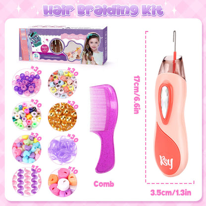 Gifts for Girls: Hair Accessories & Toys Age 5-12 - DIY Hair Princess Decoration Braiding Kit with Gems Stamper