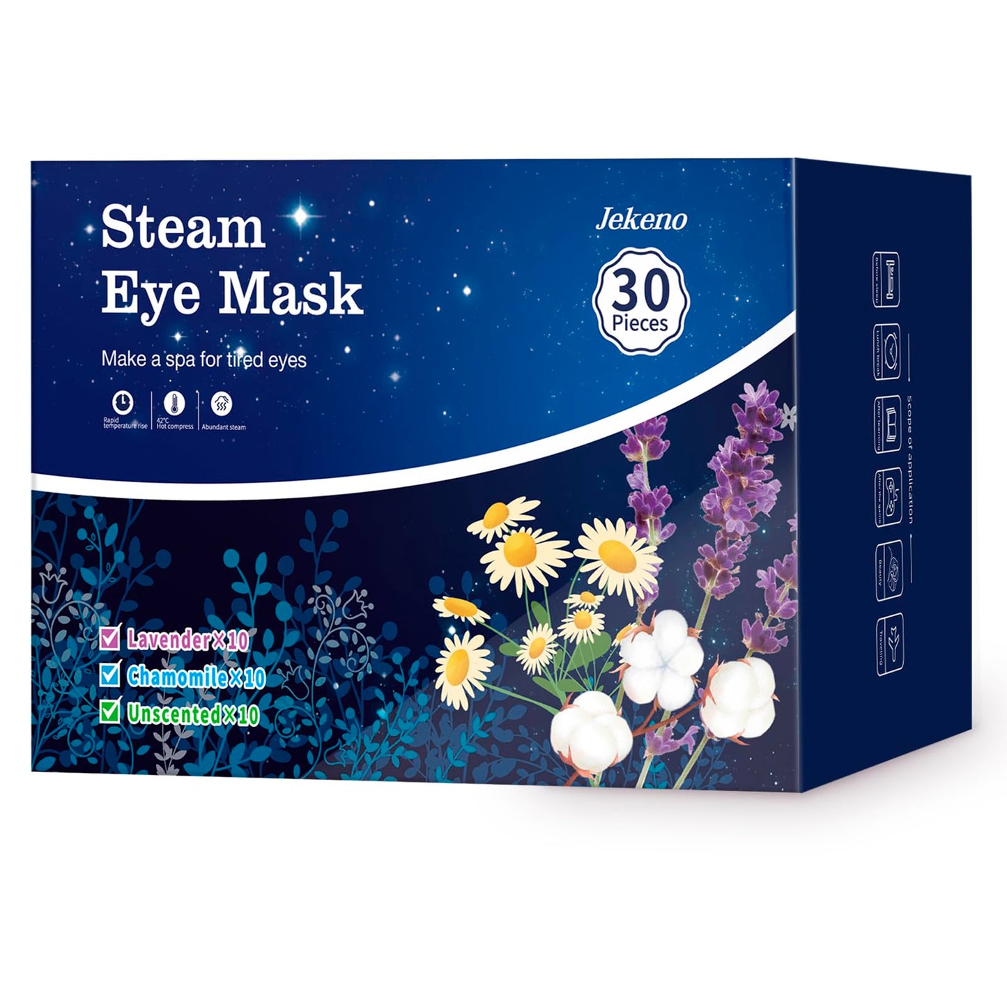 Jekeno Steam Eye Mask, 16 Packs Eye Masks for Dry Eyes, 40-60 Minutes Self Moist Warm Compress Heated Disposable Mask for Sleep, Spa Relaxing Trip Gifts, Travel Essentials for Women Men