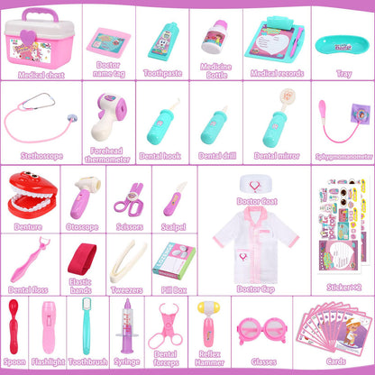 Gifts2U Kid Girl Toy Kit Pretend Play Toys Dentist Medical Role Play Educational Toy with Doctor Costume Playset for 3-6 Year Old Children