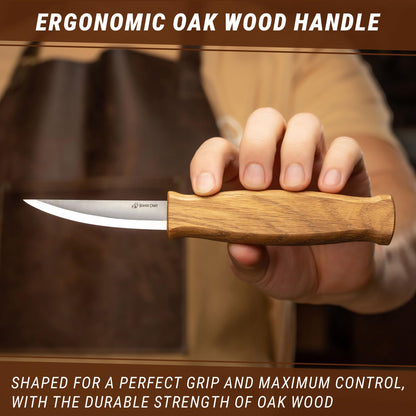 BeaverCraft Wood Carving Sloyd Knife C4s 3" - Whittling Knife with Leather Sheath for Carvers - Chip Wood Carving Tools for Beginner and Profi