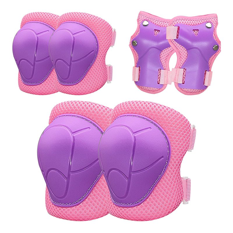 Kids Protective Gear Set, Knee Pads for Kids 3-10Years Toddler Knee and Elbow Pads with Wrist Guards Boys or Girls for Skating Cycling Bike Rollerblading Scooter Bike (Purple Pink, M(6-10years))