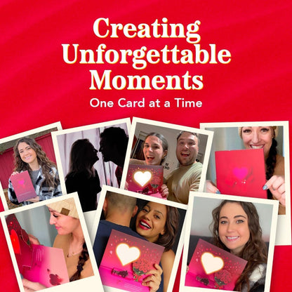 Pop Up Valentines Day Card Plays "Unchained Melody" - 3D Romantic Couple Scene with Roses & Glowing Heart Sunset - Musical Keepsake Gift For Your Sweetheart with Lights & Music (Cute Couple)