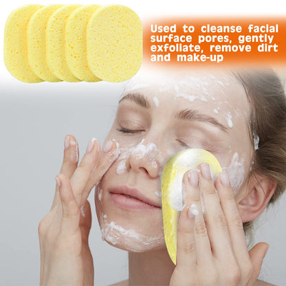 10 Pcs Cleansing Sponges for Face, Natural Cellulose Facial Sponges Exfoliating Large, Reusable Makeup Remover Sponge Pads, Face Wash Sponges for Cleaning Cosmetic Spa Mask, Non-Irritating (Yellow)