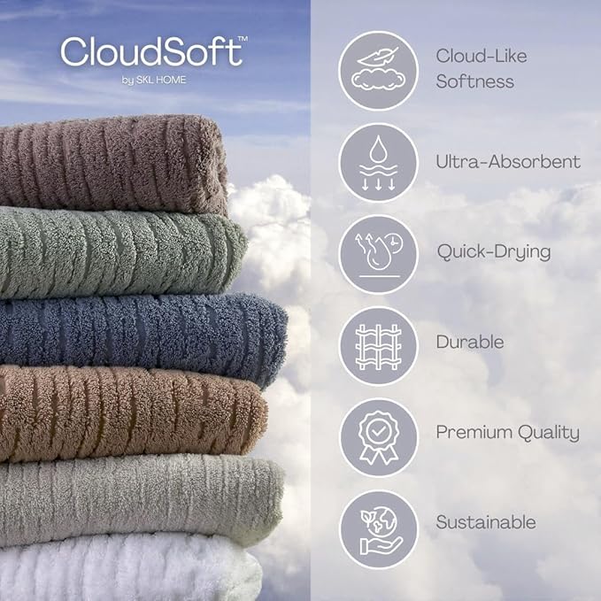SKL Home CloudSoft Cotton Luxury 2-Piece Hand Towel Set