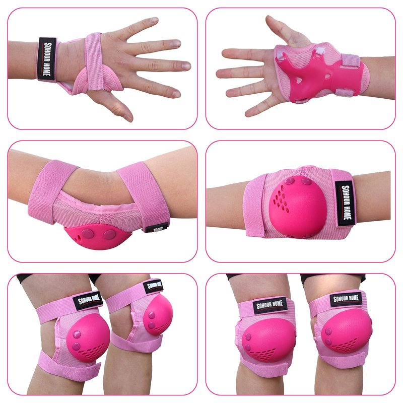 SOHOUR HOME Kids/Youth Knee Pads Elbow Pads Wrist Guards 3 in1Protective Set, for 3-15 Years Child Roller Skates, Cycling, Inline Skating, Skateboard, BMX Bike, Balance Bike, Scooter Riding Sports