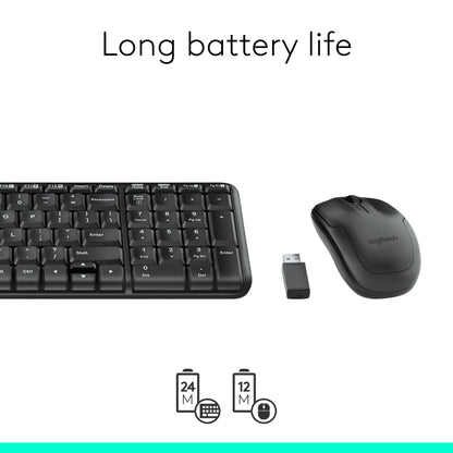 Logitech MK220 Compact Wireless Keyboard and Mouse Combo for Windows, 2.4 GHz Wireless with Unifying USB-Receiver, 24 Month Battery, Compatible with PC, Laptop, QWERTY UK English Layout - Black