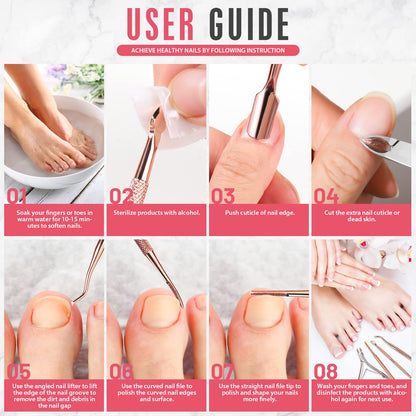 FANDAMEI Ingrown Toenail Removal Kit, Pedicure Tools, Nail Care Kit, Cuticle Trimmer, Nail Cuticle Nippers, Cuticle Kit Stainless Steel, Cuticle Clippers, Cuticle Pushers, Manicure Kit, Pedicure Kit
