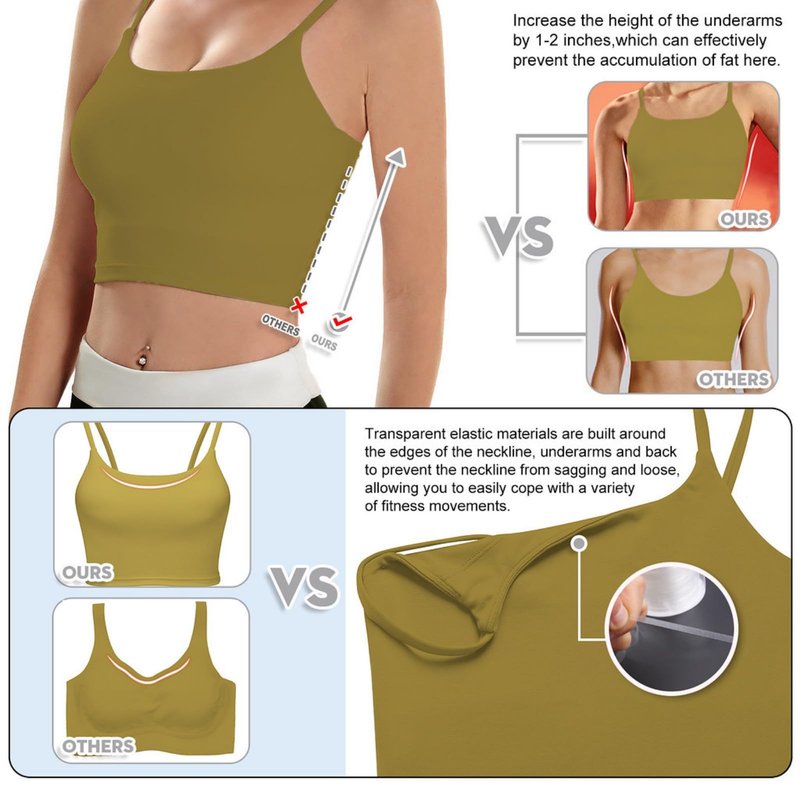 ECOPARTY Wirefree Padded Yoga Sports Bra for Women - Moisture Wicking Quick Dry Workout Crop Tank Camisole