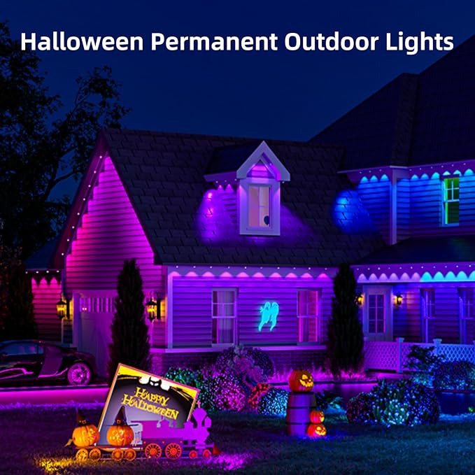 Permanent Outdoor Lights for House, 120ft 72 LEDs Smart RGB&IC LED Eaves Light, 212 Scene Modes, Alexa & Google Assistant Compatible, Daily Party Halloween Christmas Accent Lighting