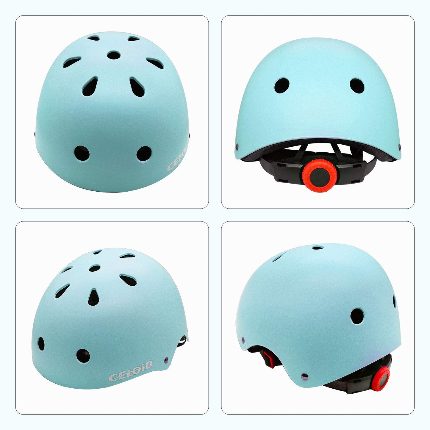 CELOID Kids Bike Helmet,Youth Skateboard Helmets for Ages 10-14-16 Years Boys Girls，Adjustable Multi-Sport Bicycle Skateboarding Football Roller Skating Scooter Rollerblade Balance Bike Helmet,L-Blue