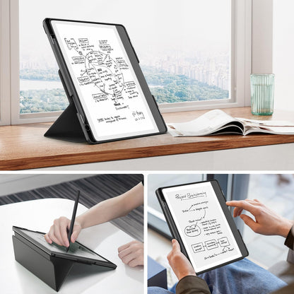 MoKo Stand Case for Kindle Scribe (2024/2022 Released) - Premium Leather Trifold Stand Cover with Pen Holder, Auto Sleep/Wake for 10.2" Amazon Kindle Scribe 2024/2022, Black