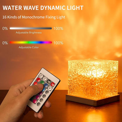 Growalleter Ocean Wave Projector Light, 16-Color Luminorthe Cube Lamp & App Remote, 3D Holographic Water Ripple Romantic Ambient Lighting for Child's Room, Meditation Relaxation, Night Light