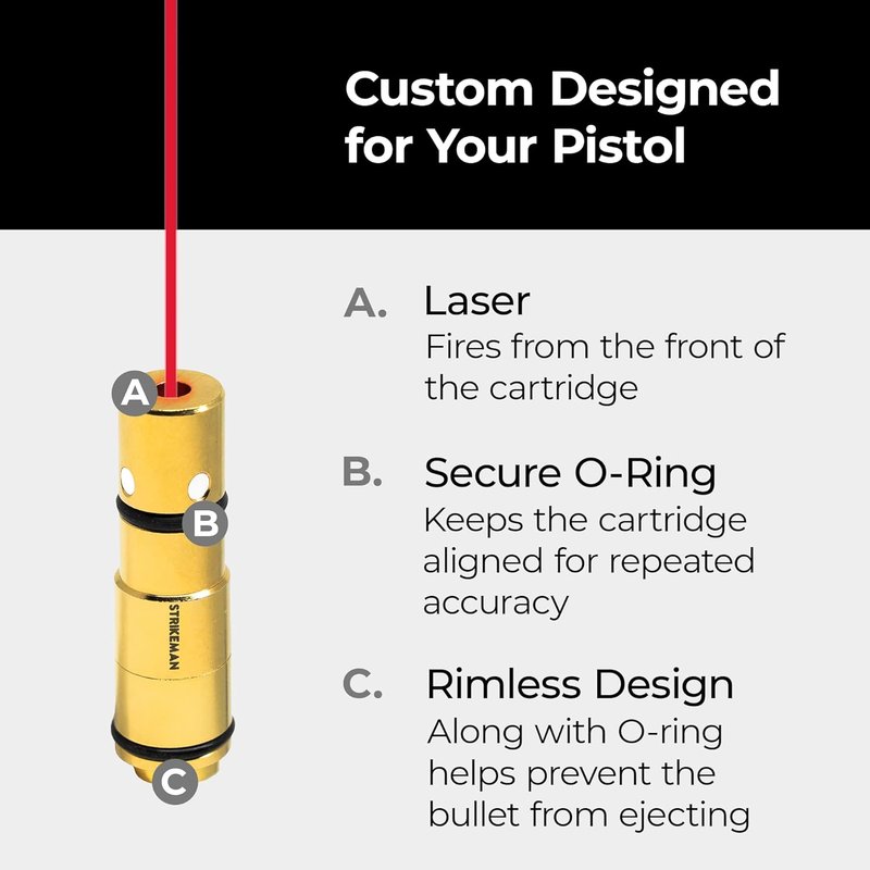 Strikeman 10mm Dry-Fire Laser Training System - Ideal for Pistol Target Shooting | Includes App Access, Cartridge & Holder