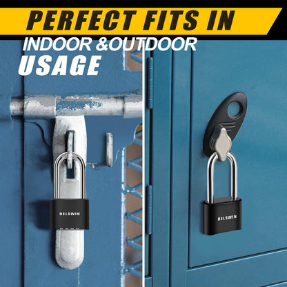 DELSWIN Combination Lock Outdoor Padlock - Weatherproof Extended 2-1/2 in. Long Shackle Combination Padlock for Gate, Shed, Trailers, and Sports Lockers(Black,2Pcs)