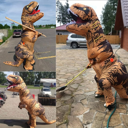 JASHKE Inflatable Dinosaur Costume Adult Blow up Trex Costumes Inflatable Dino Suit Halloween Costumes Fancy Dress for Adult (brown)