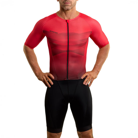 Synergy Pro 3.0 Men's Triathlon Short Sleeve Trisuit (Fire 3.0, Small)