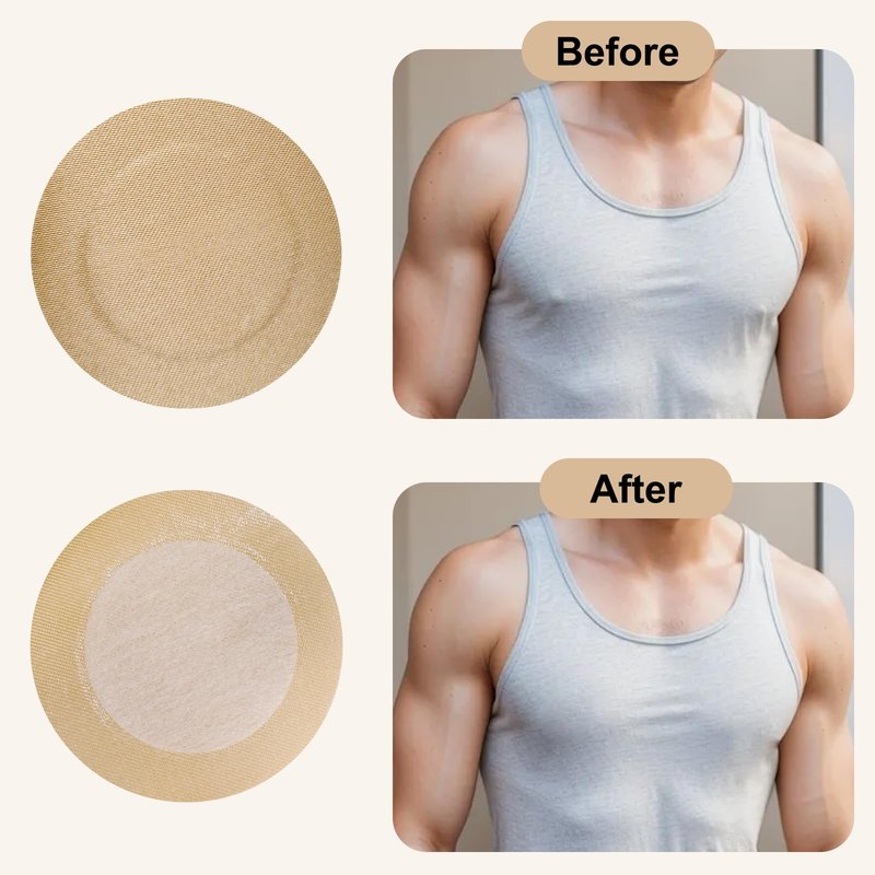ANAMPION Nipple Covers for Men，80Pcs (40 Pairs) Mens Nipple Cover Hider for Running, Marathon, Gym, Surfing.Central Non-Adhesive, Anti-Chafing, Hypoallergenic, No Show Anti-Chafe Nipple Tape.