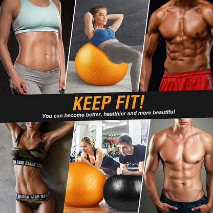 Gruper Yoga Ball, 55-75cm Extra Thick Exercise Ball for Workout Fitness Balance, Anti Burst Chair for Home and Office Desk,Includes Hand Pump & Workout Guide Access (Orange, 22 inch (55cm),M)