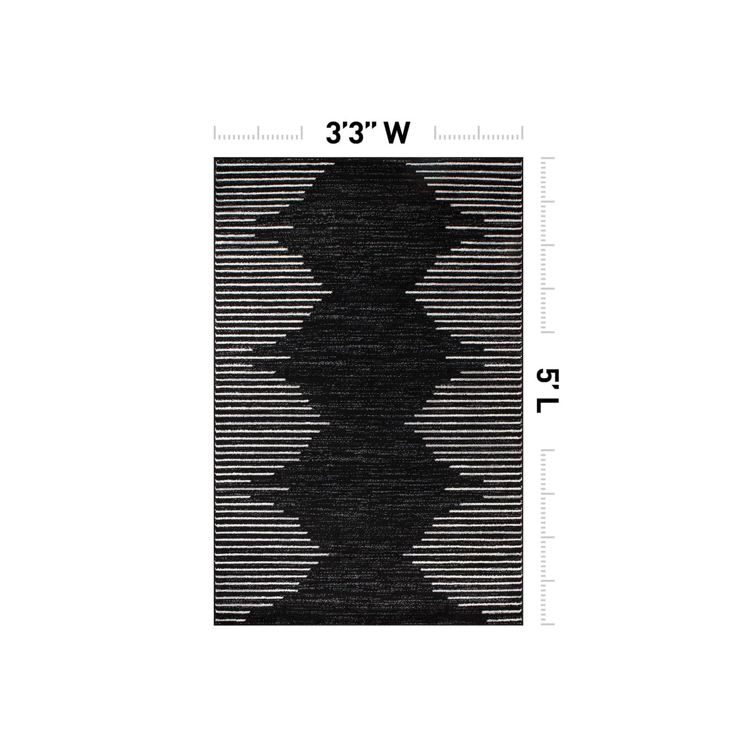 Rugshop Bohemian Stripe Stain Resistant High Traffic Living Room Kitchen Bedroom Dining Home Office Area Rug 3'3" x 5' Black