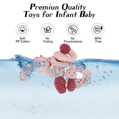 vocheer Hanging Toys for Car Seat Crib Mobile, Infant Baby Spiral Plush Toys for Crib Bed Stroller Car Seat Bar (Pink Rabbit)