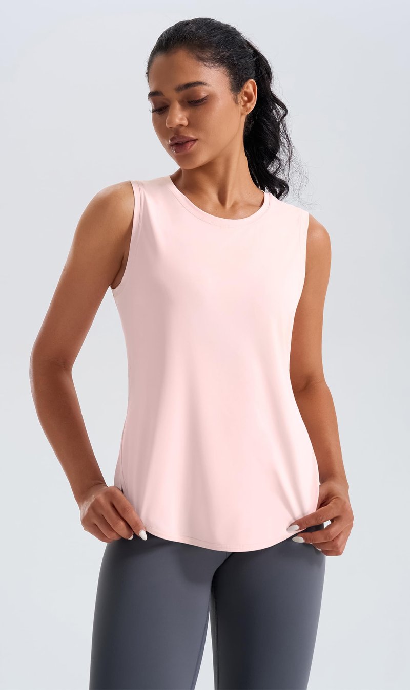 JOYSPELS Ice Silk Workout Tank Tops for Women Cool-Dry Sleeveless Loose Fit Yoga Shirts Athletic Pink