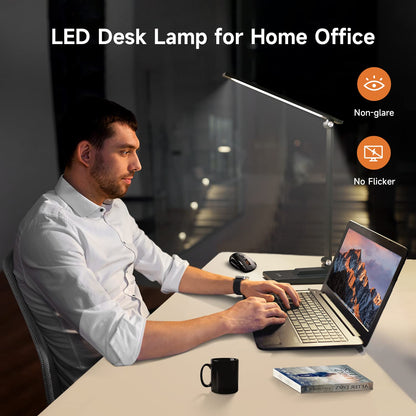 One Fire LED Desk Lamp,15 Modes Desk Light,500 Lumen Dimmable Desk Lamps, Adjustable Office Black Desk Lamps for Study Lamp, for Bedside Table