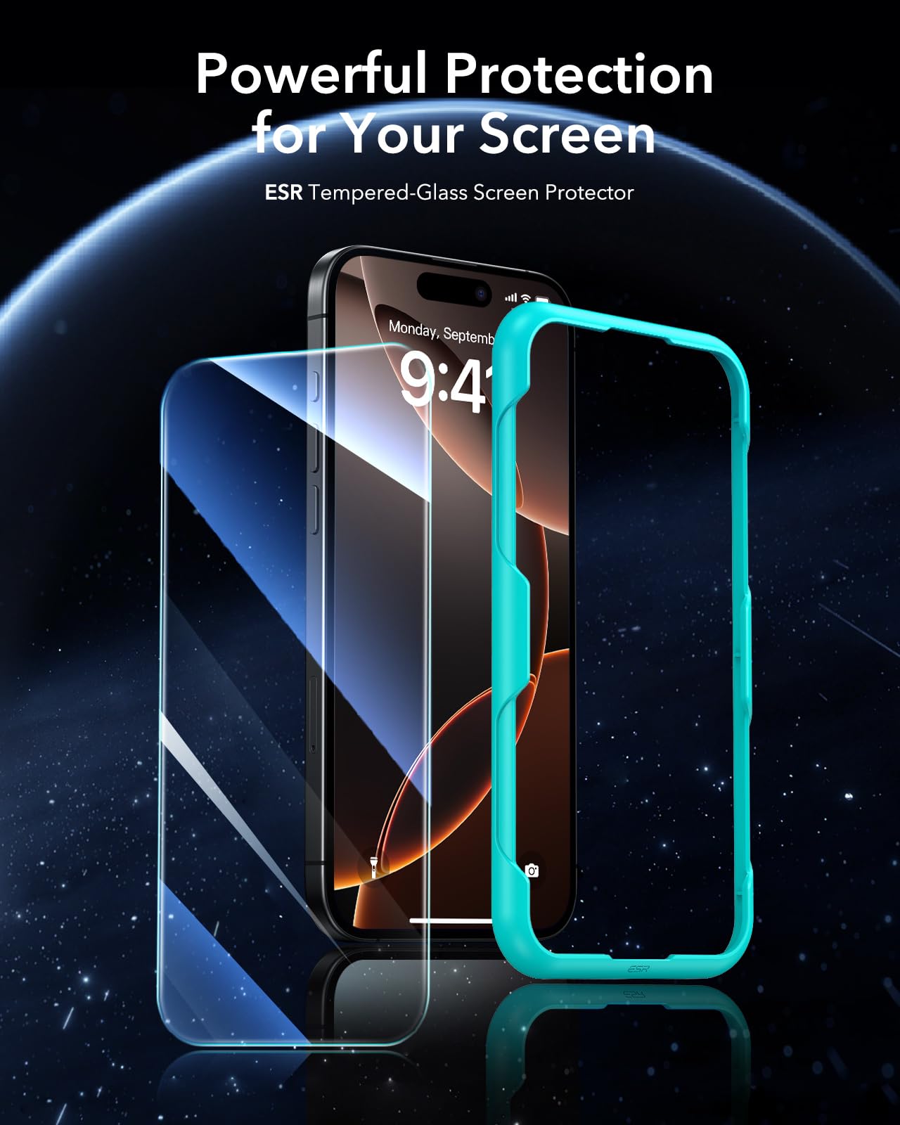 ESR 3 Pack for iPhone 15 Pro Max Screen Protector, [9H Hardness] [Military Grade Shatterproof] Full Coverage Tempered Glass Film with Easy Installation Tool, HD Clear, Scratch Resistant