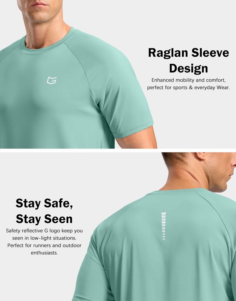 G Gradual Men's Athletic Workout T-Shirts Moisture Wicking Cooling Running Shirts Short Sleeve Performance Tee for Gym Tennis(Jasmine Green,3XL)