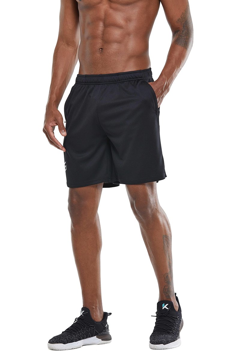 G Gradual Men's 2 Pack 7" Workout Running Shorts Quick Dry Lightweight Gym Shorts with Zip Pockets (2 Pack: Black/Black Large)